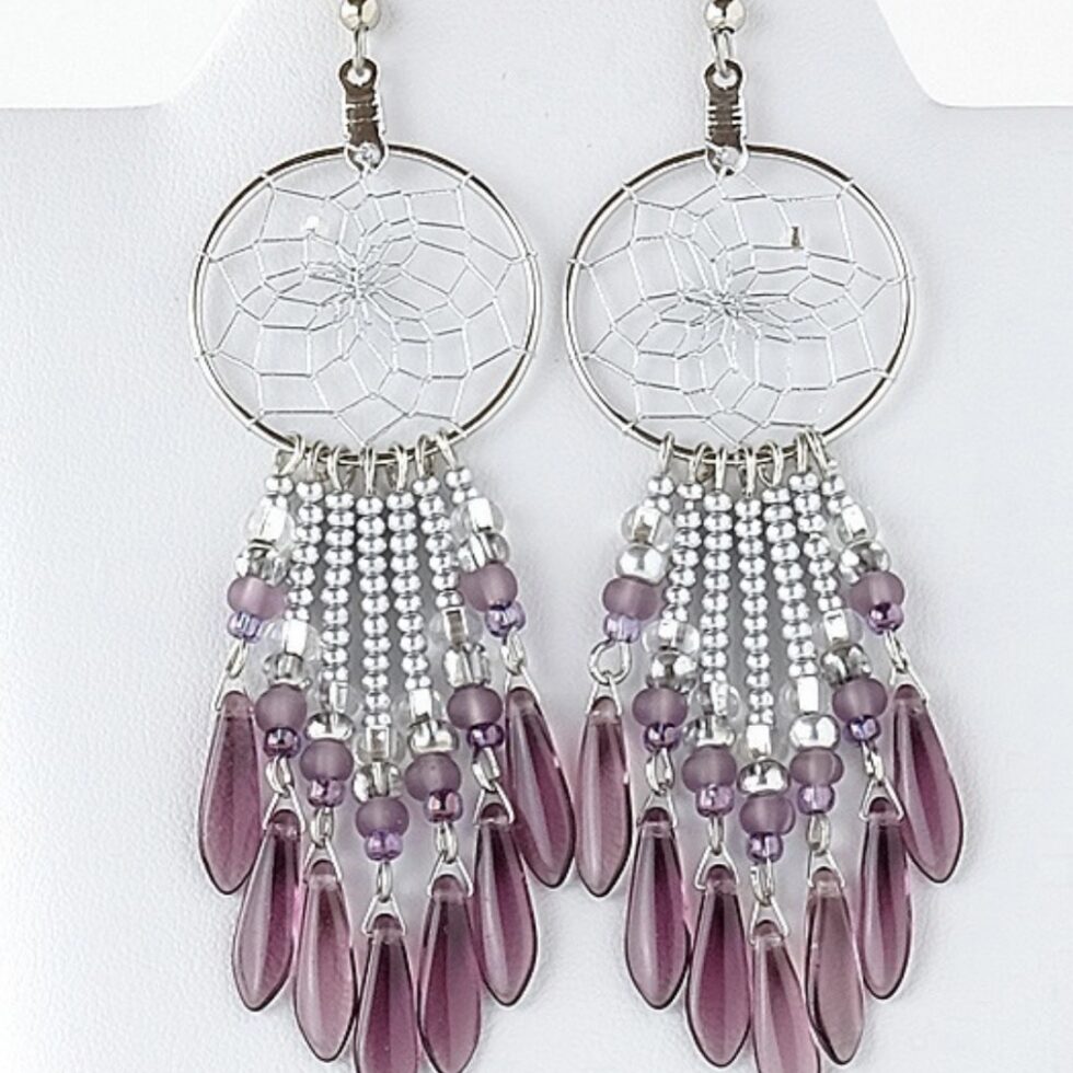 1" Purple Dreamcatcher Earrings
