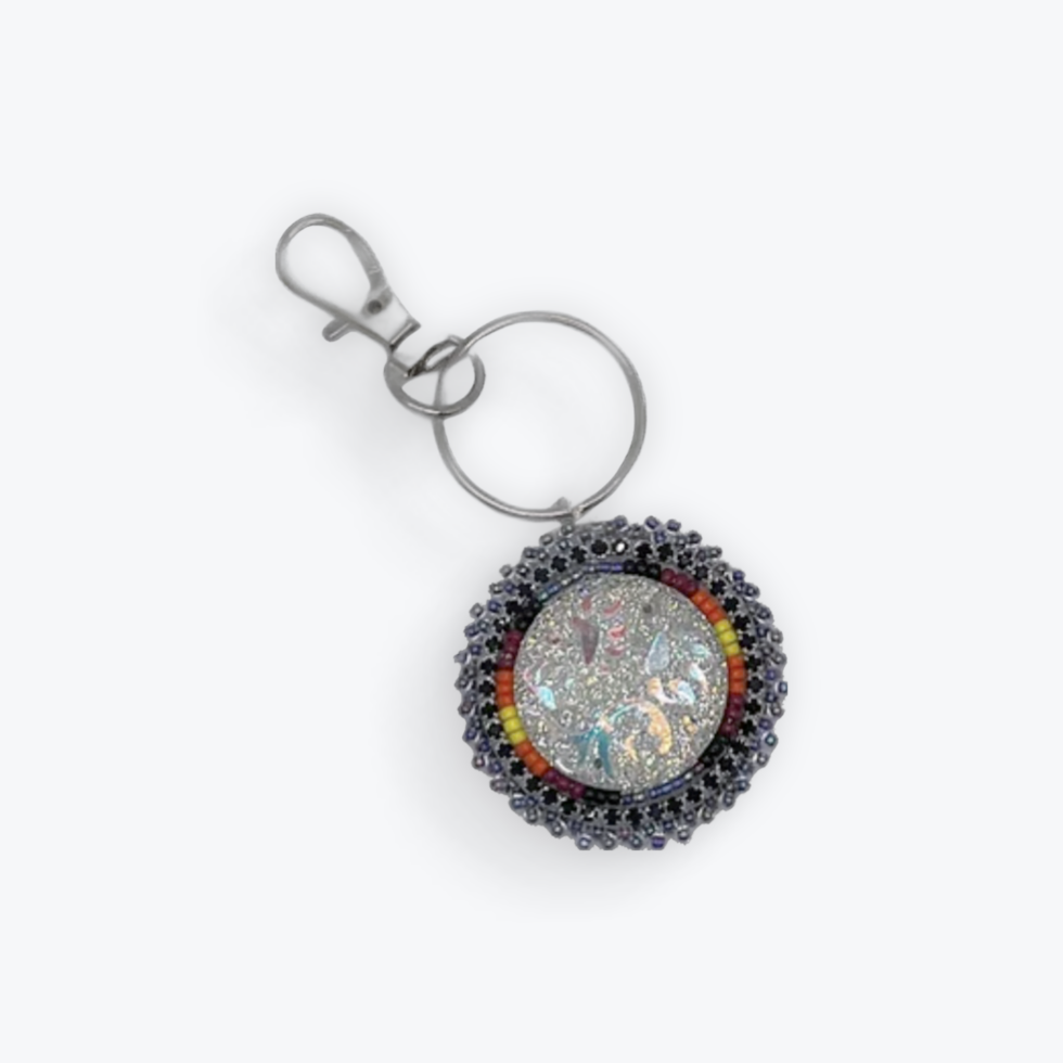 Round Beaded Keychain With Clip