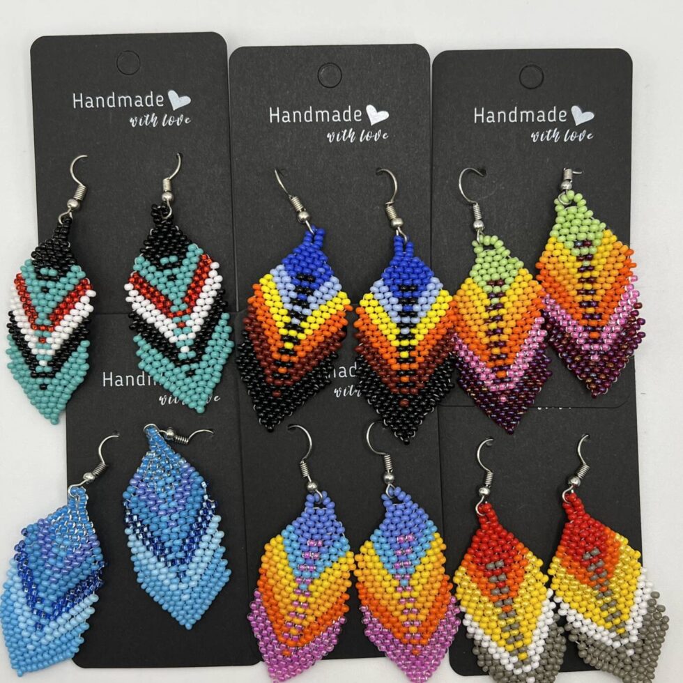 Beaded Feather Earrings