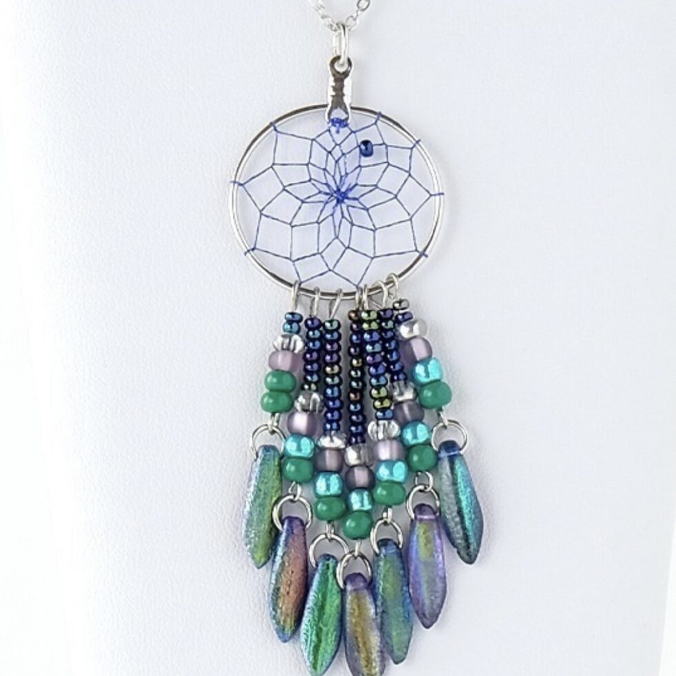 1" Peacock Dreamcatcher Necklace